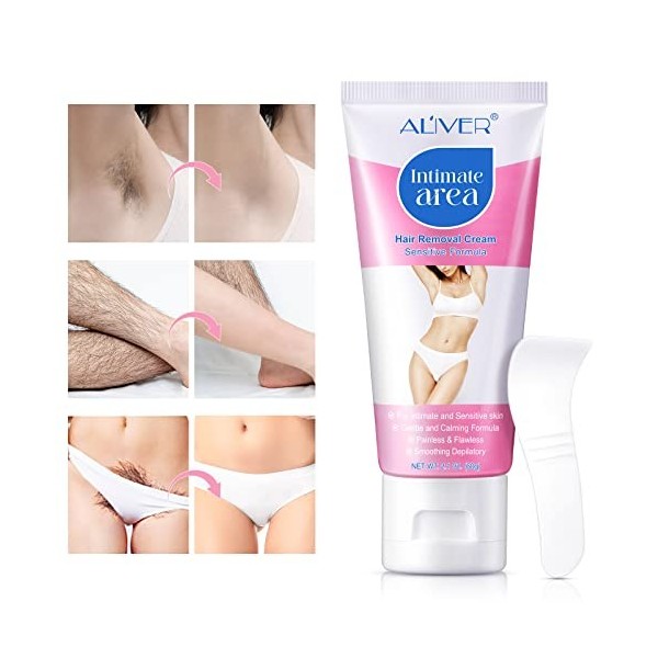 Creme Depilatoire Femme Homme, Crème Dépilatoire Femme Intime, Douce Epilation Peaux Sensibles Crème Dépilatoire Rapide et Ef