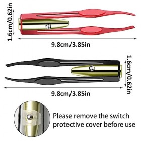 DRERIO 2 pièces pince à épiler avec lumière LED pince à épiler petite pince à épiler en acier inoxydable pince à épiler à poi