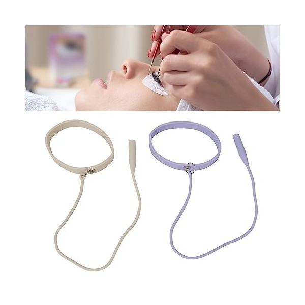 Lot de 2 pinces à épiler pour extension de cils, bracelet en silicone, pince à épiler, protecteur de poignet, violet et blanc