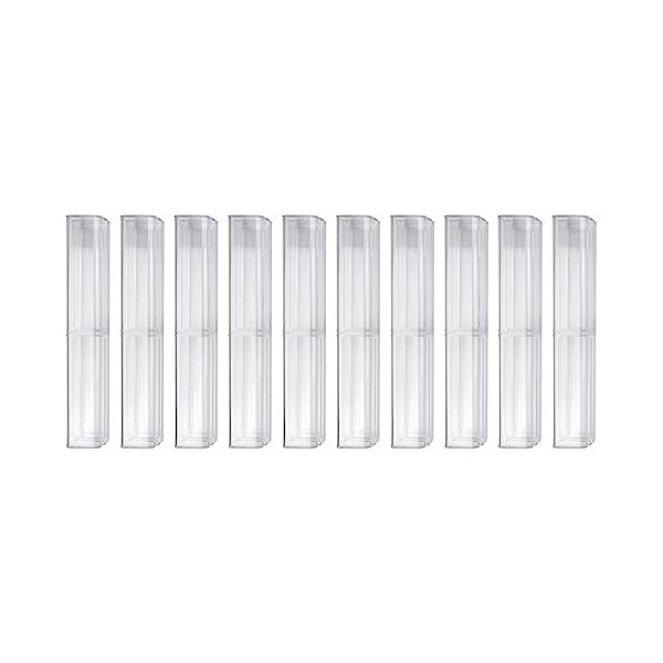 WuLi77 Lot de 10 porte-stylos cylindriques en plastique transparent avec pinces, pinces à sourcils, boîtes de rangement