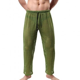 Duohropke Pantalon pour homme en maille transparente - Vêtement de nuit pour homme - Sous-vêtements en nylon - Pantalon en ma