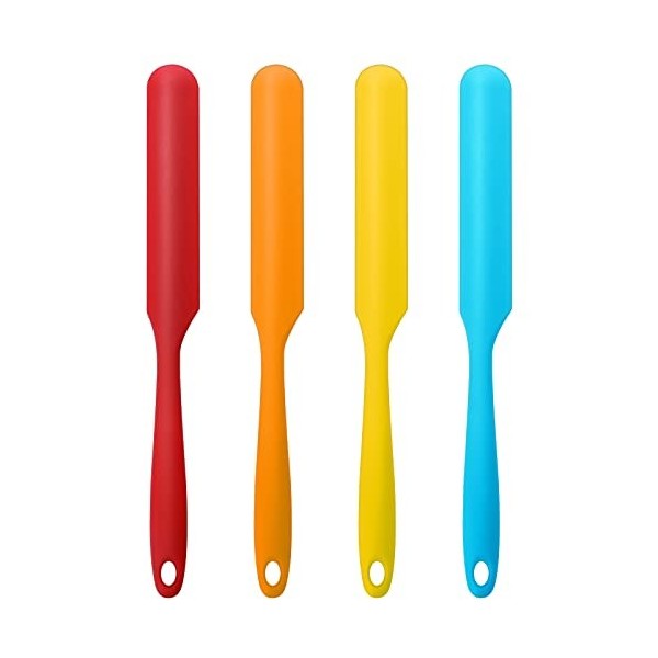 Lot de 4 spatules en silicone anti-adhésives - Spatules en silicone - Réutilisables - Applicateur de cire - Applicateur de ci