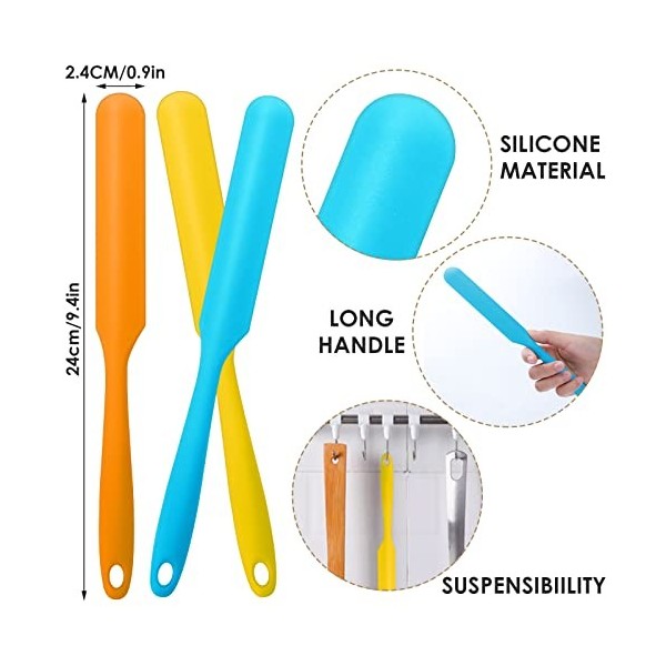 Lot de 4 spatules en silicone anti-adhésives - Spatules en silicone - Réutilisables - Applicateur de cire - Applicateur de ci