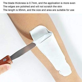 3 Spatules Dépilation en Acier Inoxydable, Lame de 0,7 Mm, Bord Lisse, Manche en Bois pour Applicateur Dépilation avec Trou