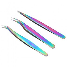 Pince à épiler pour Cils, 3PCS Pince à épiler pour Cils Pince à épiler pour Faux Cils en Acier Inoxydable avec Boîte