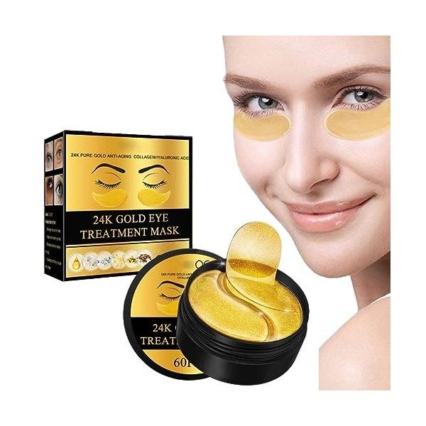 Patch Yeux, Eye Mask, Masque Yeux Collagène, Pad Pour Les Yeux Pour Les Poches, Pad Pour Les Yeux En Gel Dor 24k Pour Les Ce