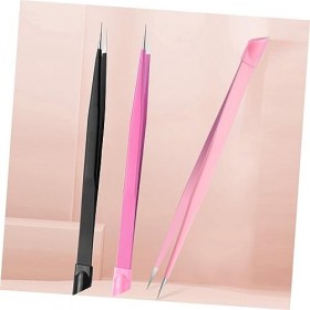 FOMIYES 3 Pièces Autocollants DArt DOngle Outil De Scrapbook Clip Ins Pince À Épiler Pour Nail Art Pince À Épiler À Cils En