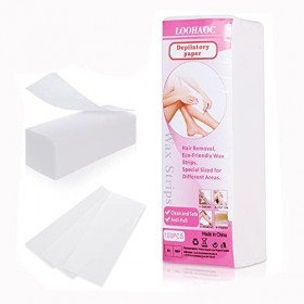 LOOHAOC Lot de 200 bandes de cire non tissées pour épilation du visage et du corps