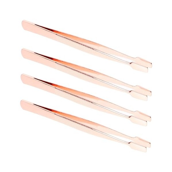 minkissy Lot de 4 pinces à épiler de précision pour mascara, cils, extension de cils, pince à épiler, pince à épiler à tête d