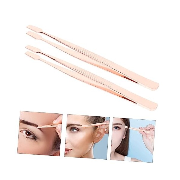 minkissy Lot de 4 pinces à épiler de précision pour mascara, cils, extension de cils, pince à épiler, pince à épiler à tête d