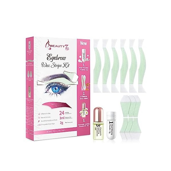 Bandes de Cire Froide Dépilatoire pour lépilation des Sourcils Visage Trousse dépilation avec 22 bandes dépilation Avec Hu