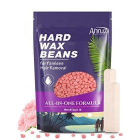 ANRUZ 453 g Rose Perles de Cire Pour épilation Avec 20 Applicateurs,Wax Cire pour le Corps Entier à la Cire Brésilien, Jambes