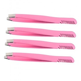 Beavorty 4 Pièces Pince À Sourcils Diagonale Pince À Épiler Faciale Kit De Maquillage Pince À Épiler En Acier Inoxydable Raso