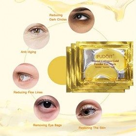 Patchs Sous les Yeux 25 paires , Premium Crystal 24K Gold Powder Gel Masque pour Yeux au Collagène, Hydratant, Anti-âge, Idé