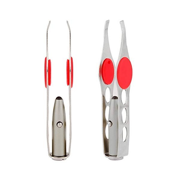 Lot de 2 pinces à épiler avec lumière LED - Pince à épiler lumineuse avec outils légers pour épilation des sourcils et des ci