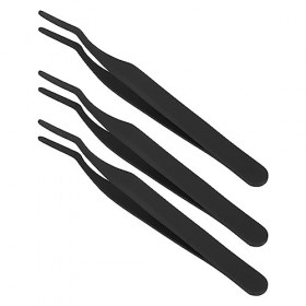 Pince à épiler pour Extension de Cils, Ensemble de Pinces à Sourcils, Applicateurs de Cils Incurvés, Pince à épiler Noire en 