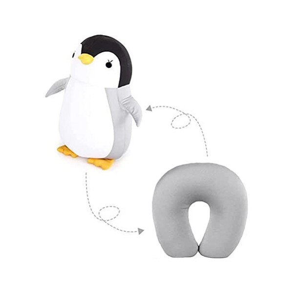 Oreiller Cervical 2 en 1 en Forme de U en Forme de Pingouin - Oreiller de Soutien du Cou - Oreiller de Voyage - Support de Co