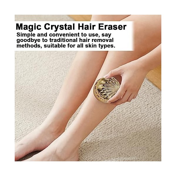 Gomme à cheveux en cristal doré Nano Crystal - Outil dépilation indolore pour femme et homme - Épilateur indolore pour le co