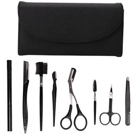 Kit de Toilettage des Sourcils 8 Pièces, Kit de Coupe des Sourcils en Acier Inoxydable avec Sac de Rangement Comprenant des C