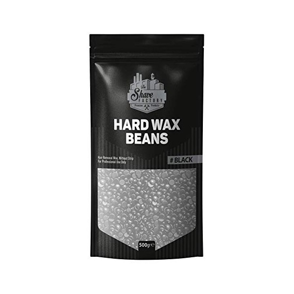 The Shave Factory Hard Wax Beans Perles de cire chaude, 500 g, pour épilation permanente, noire, 1 paquet