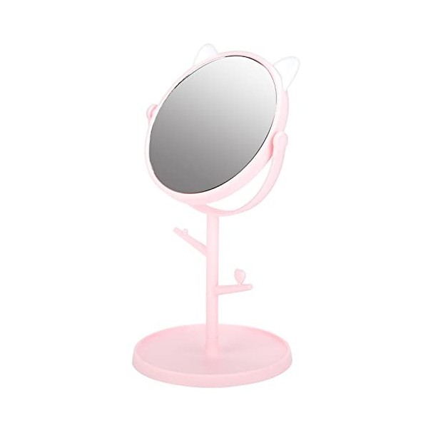 Bagima Miroir de Maquillage, Miroir Cosmétique Mignon, Miroir Cosmétique Rotatif en Forme doreilles de Chat, Miroir de Court