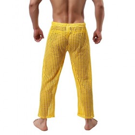 Duohropke Pantalon pour homme en maille transparente - Vêtement de nuit pour homme - Sous-vêtements en nylon - Pantalon en ma