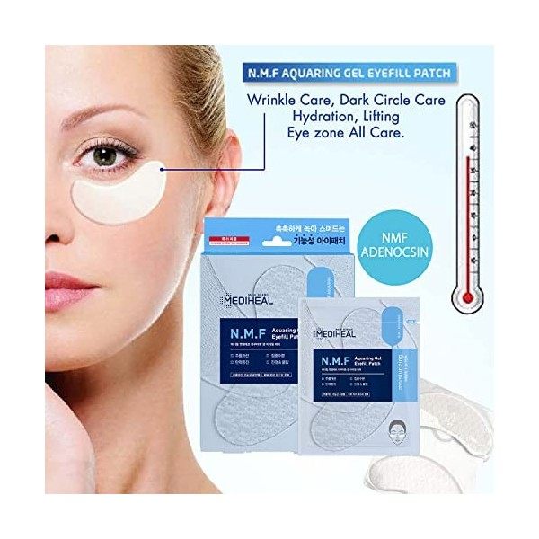 Mediheal NMF Aquaring Gel Eyefill Patch 5 Pouch - Patchs anti-rides sous les yeux, NMF et collagène marin, masque pour les ye