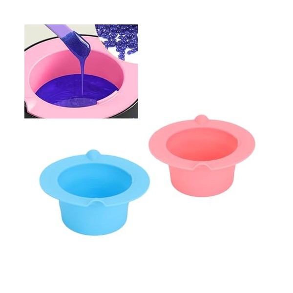 Bol dede Cire en Silicone, Pot de Remplacement pour Chauffe-cire Antiadhésif de 400ML avec Rose Bleu, Utilisation Polyvalente