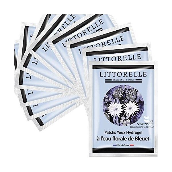 Littorelle – N°7 Patch Yeux Hydrogel à l’eau florale de Bleuet – Made in France – Hydrate, Apaise et et Illumine le regard – 