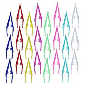 DRESSOOS 24 Pièces Pinces Jetables Pinces À Sourcils Mini Pinces À Épiler En Vrac Pinces À Faux Cils Accessoires Nail Tech Ki