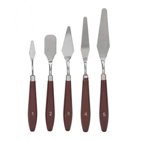 Spatule à Cirer en Acier Inoxydable Droite en Métal, 5 Spatules à Cire Multifonctions Spatule à Glaçage à Gâteau Grattoir de 