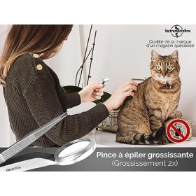 Pincette avec loupe et pointe fine - Acier inoxydable