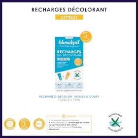 Blondépil - Lot 2 Recharges Decolor Express, Creme decolorante visage et corps. Peaux sensibles, Ultra rapide, Crème épilatoi