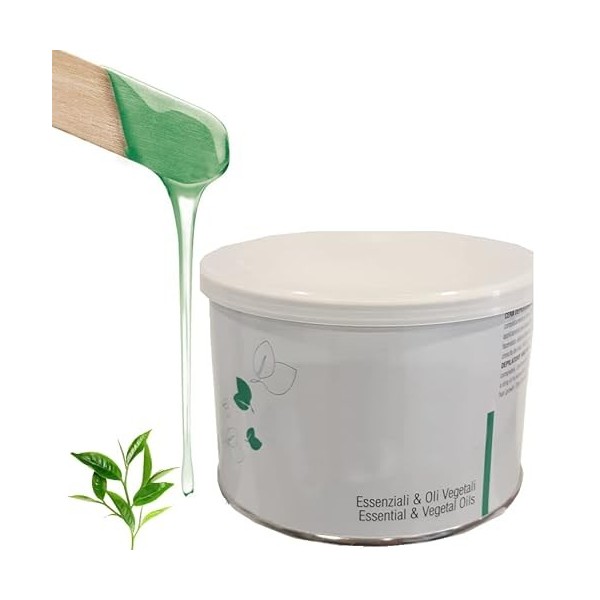 Purewax Cire dépilation en Pot professionnel et premium - épilation Avec bande | Vert TeaTree 400 ml, 1 Pot 