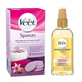 VEET - Lot de 6 Disques de Recharges de Cire Chaude Spa Wax et dune Huile Miraculeuse A Base dHuiles 100% dOrigine Naturel