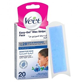 Veet - 20 Bandes Epilatoires Visage - Beurre de Karité et Baies
