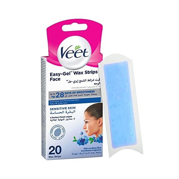 Veet - 20 Bandes Epilatoires Visage - Beurre de Karité et Baies