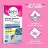 Veet Lot de 40 Bandes de Cire pour Peaux Sensibles pour Corps et Jambes, 20 Bandes Double Face, Emballage Aléatoire 