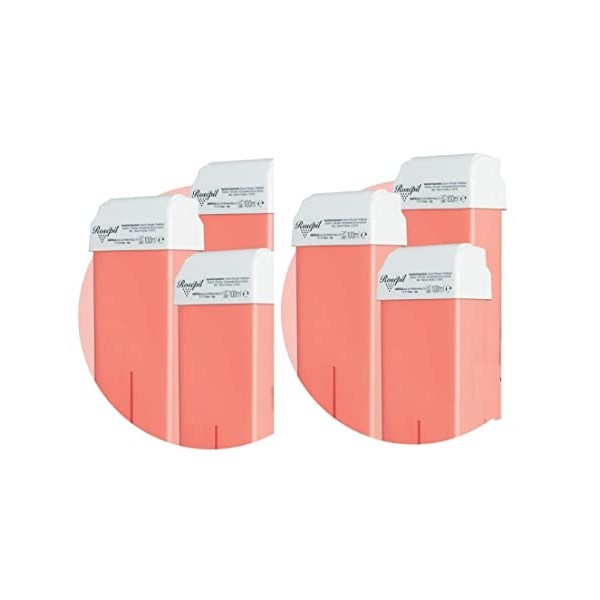 Rosepil Lot de 6 Cartouches de Cire Roll-On à la Rose pour Épilation Poils Drus et Courts