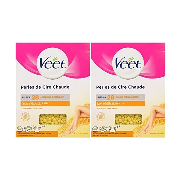 Veet Epilation Perles de Cire Chaude - Cire dabeille 100% naturelle - 230 g - Lot de 2