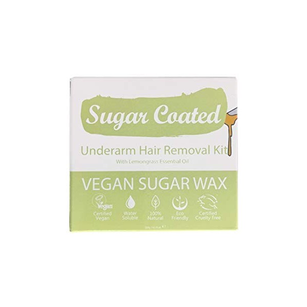 Sugar Coated Hair Removal Wax Kit for Underarms, Sugar Wax for Underarm Hair Removal with Wax Strips, Gentle and Non-Damaging