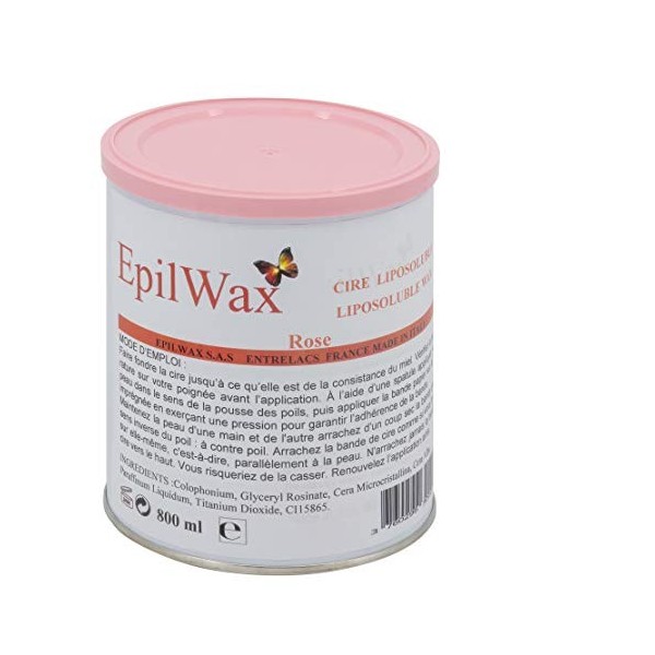 EpilWax Pot de Cire Liposoluble Rose pour Épilation - Cire Chaude Professionnelle en Pot de 800 ml