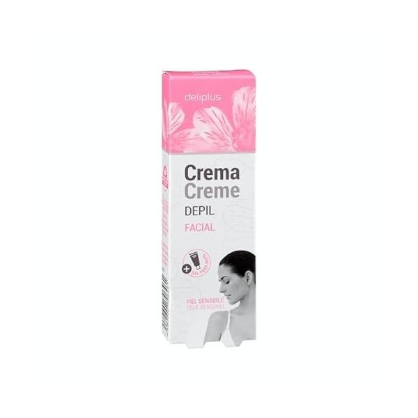 Crème épilatoire pour le visage Deliplus peau sensible 20 ml. avec gel post-épilation 10 ml.