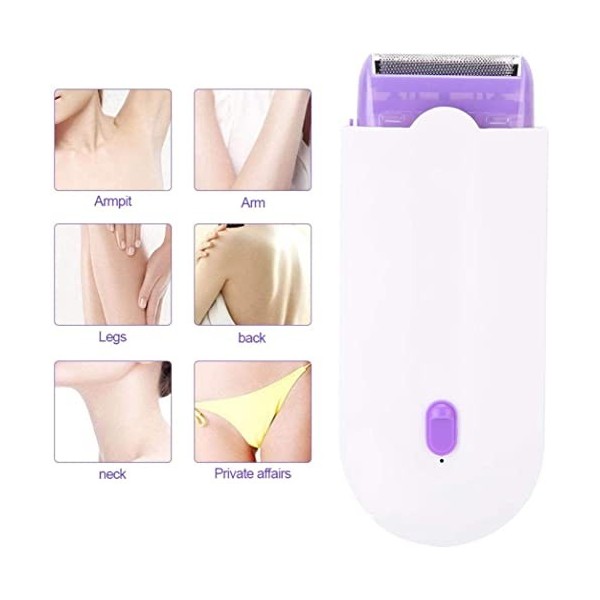 SANDALFON Mini Épilateur Sans Fil Rasoir Femelle Tondeuse Cheveux Lumineux Sûr et Doux Peau Épilation Machine Portable Multif