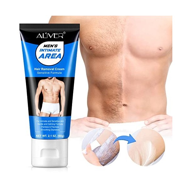 Depilatoire Homme Intime,Kit D’éPilation Parties Intimes Men Partie Intime Homme Pour Les Zones Sensibles, CrèMe DéPilatoire 