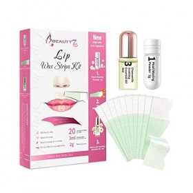 Beauty7 Bandes de Cire Froide Prédécoupées Dépilatoire pour Visage Tous les Types de Peau 20 Bandes de Cire avec Poudre de Pe