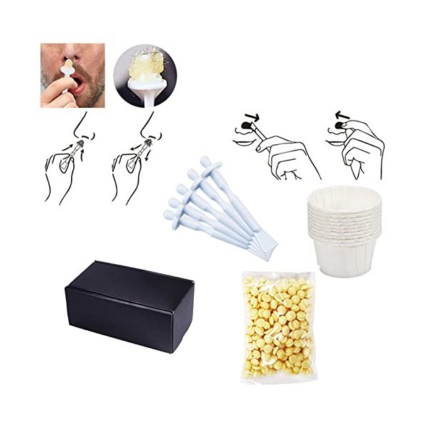 Kit de Cire pour Nez, Holzsammlung Nose Wax Kit Original Épilation du Nez, Élimination des Poils du Nez pour Hommes et Femmes