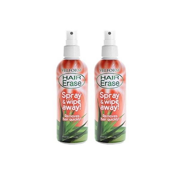 Lot de 2 Sprays dépilatoire Velform Hair Erase 200ml – Spray aux agrumes enrichi à la vitamine E, à l’aloe vera et à l’extrai