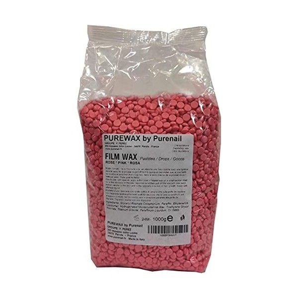 1 kg de Perles de cire ROSE à épiler pelable -Purewax By Purenail, Livraison Gratuite en France