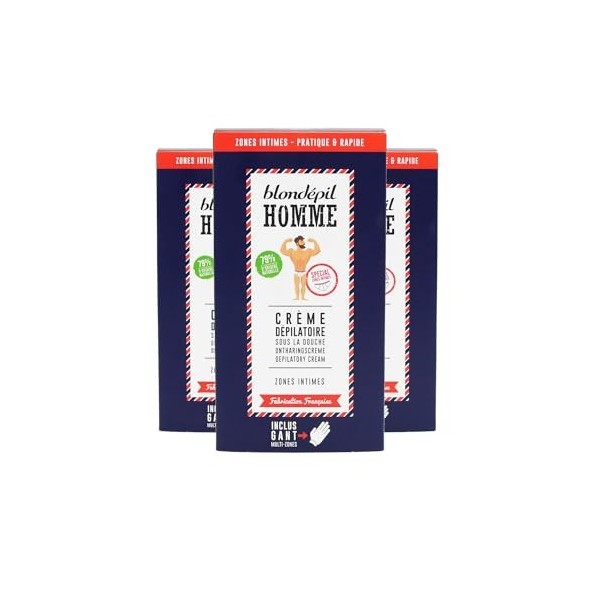 Blondépil Homme - Creme depilatoire homme sous la douche, Zone Intime, Rapide et Efficace, Adaptée aux peaux sensibles, Made 